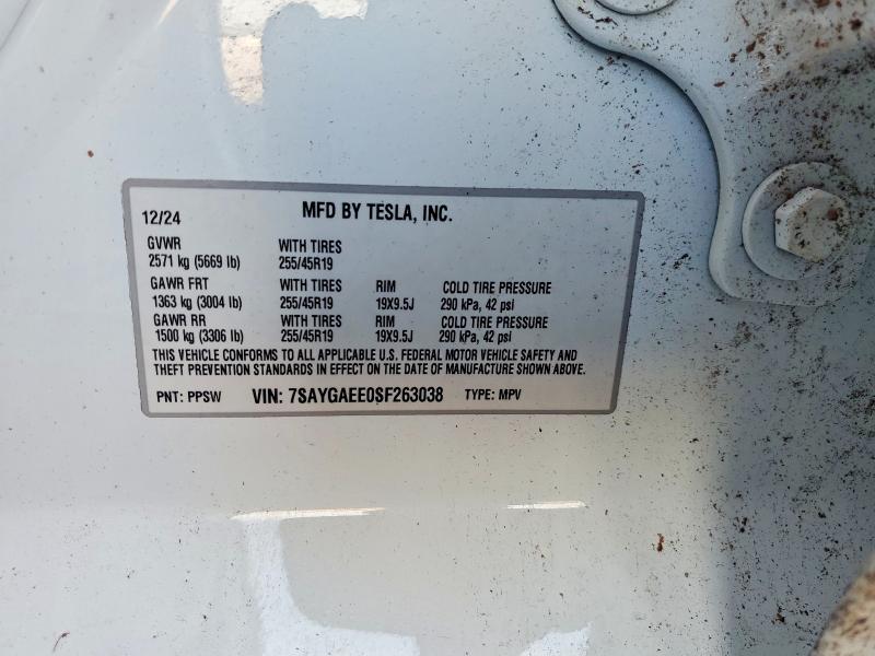 Продажа на аукционе авто 2025 Tesla Model Y, vin: 7SAYGAEE0SF263038, номер лота: 45557016