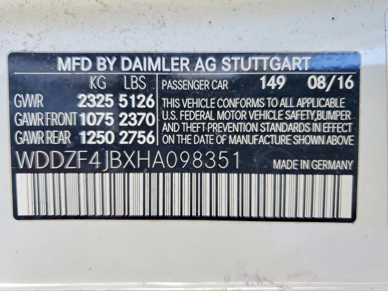 46187346 :رقم المزاد ، WDDZF4JBXHA098351 vin ، 2017 Mercedes-benz E مزاد بيع