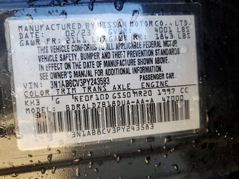 42049536 :رقم المزاد ، 3N1AB8CV3PY243583 vin ، 2023 Nissan Sentra مزاد بيع