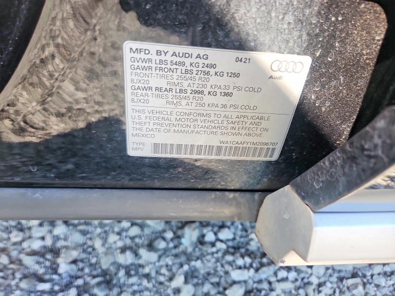 79920195 :رقم المزاد ، WA1CAAFY1M2096707 vin ، 2021 Audi Q5 مزاد بيع