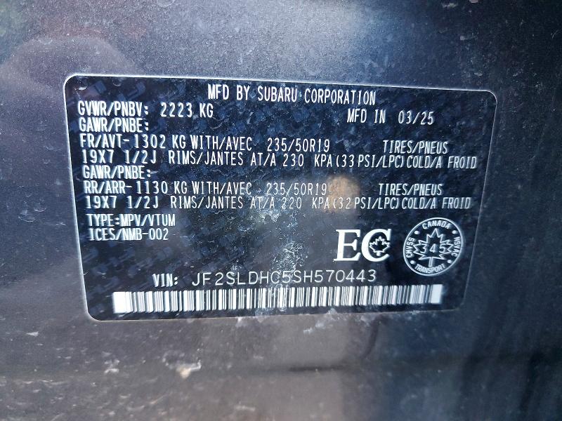 Продаж на аукціоні авто 2025 Subaru Forester, vin: JF2SLDHC5SH570443, номер лоту: 47321596