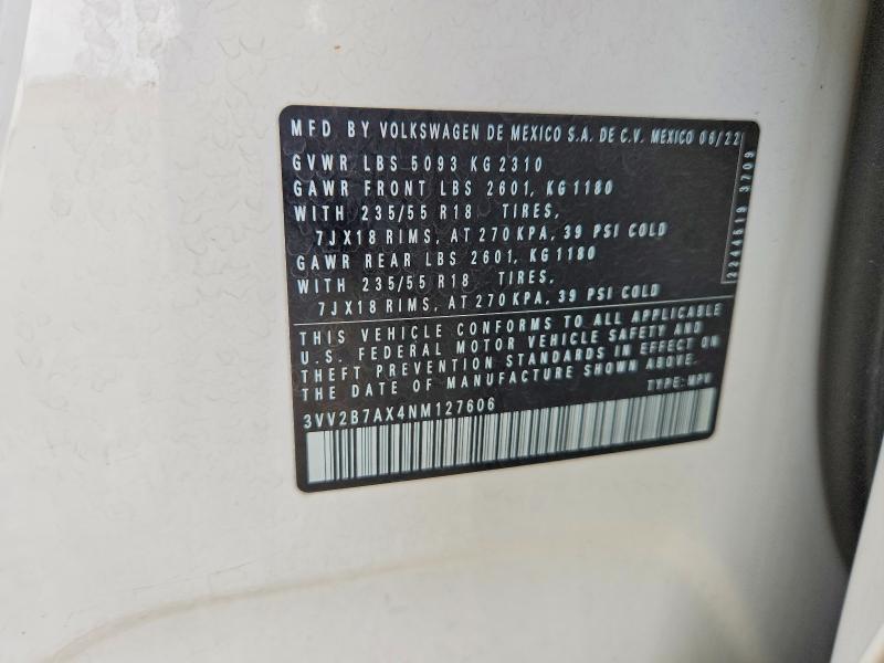 47195276 :رقم المزاد ، 3VV2B7AX4NM127606 vin ، 2022 Volkswagen Tiguan مزاد بيع