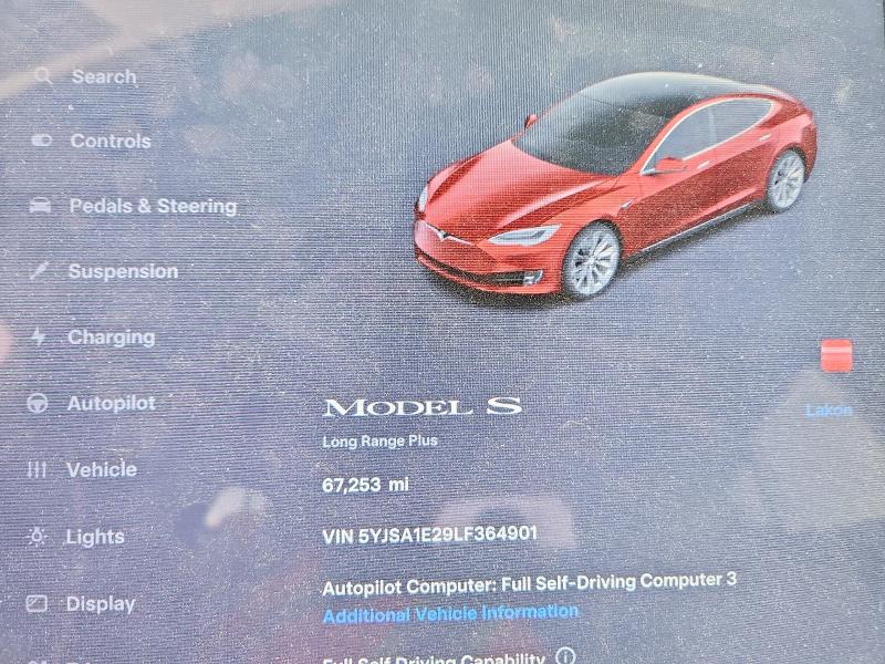 76513825 :رقم المزاد ، 5YJSA1E29LF364901 vin ، 2020 Tesla Model S مزاد بيع