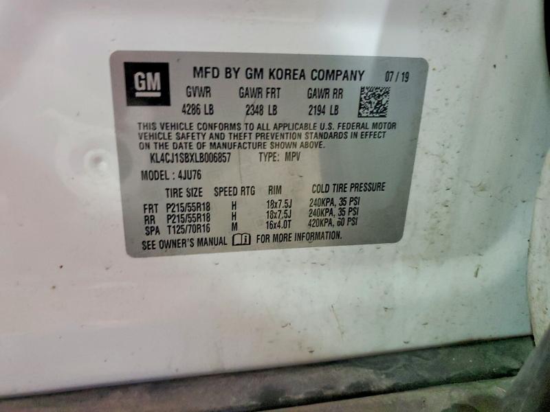 78463155 :رقم المزاد ، KL4CJ1SBXLB006857 vin ، 2020 Buick Encore مزاد بيع