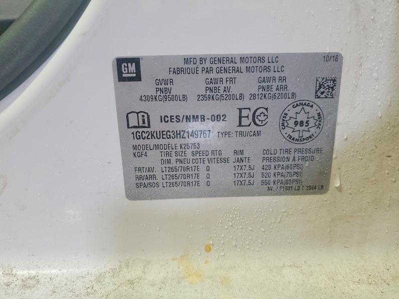 46659586 :رقم المزاد ، 1GC2KUEG3HZ149767 vin ، 2017 Chevrolet Silverado مزاد بيع