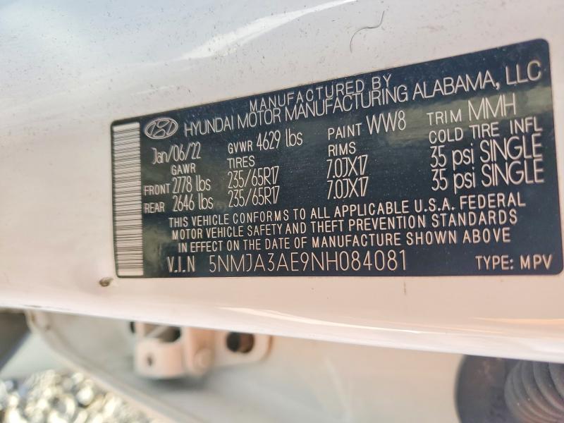 Aukcja sprzedaży 2022 Hyundai Tucson, vin: 5NMJA3AE9NH084081, numer aukcji: 46933536