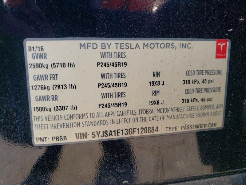 Aukcja sprzedaży 2016 Tesla Model S, vin: 5YJSA1E13GF120884, numer aukcji: 48251436