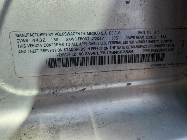Продажа на аукционе авто 2011 Volkswagen Jetta, vin: 3VWPL7AJ2BM662584, номер лота: 47709596