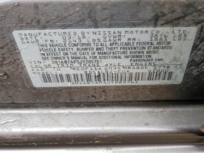 79110115 :رقم المزاد ، 3N1AB7AP5JY285761 vin ، 2018 Nissan Sentra مزاد بيع