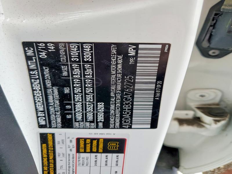 Aukcja sprzedaży 2016 Mercedes-benz Gle, vin: 4JGDA5HB3GA762725, numer aukcji: 48069816