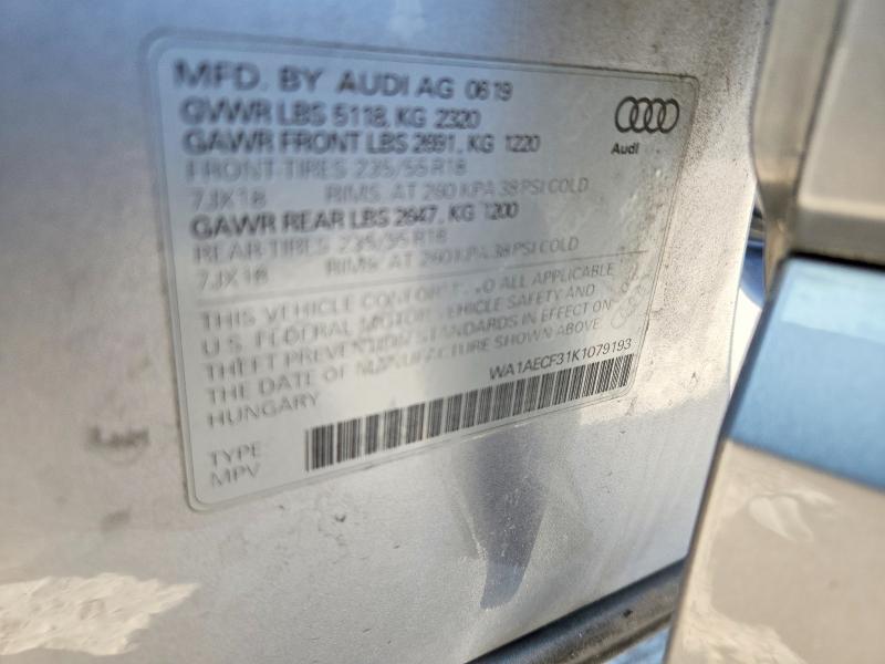 Aukcja sprzedaży 2019 Audi Q3, vin: WA1AECF31K1079193, numer aukcji: 79177465