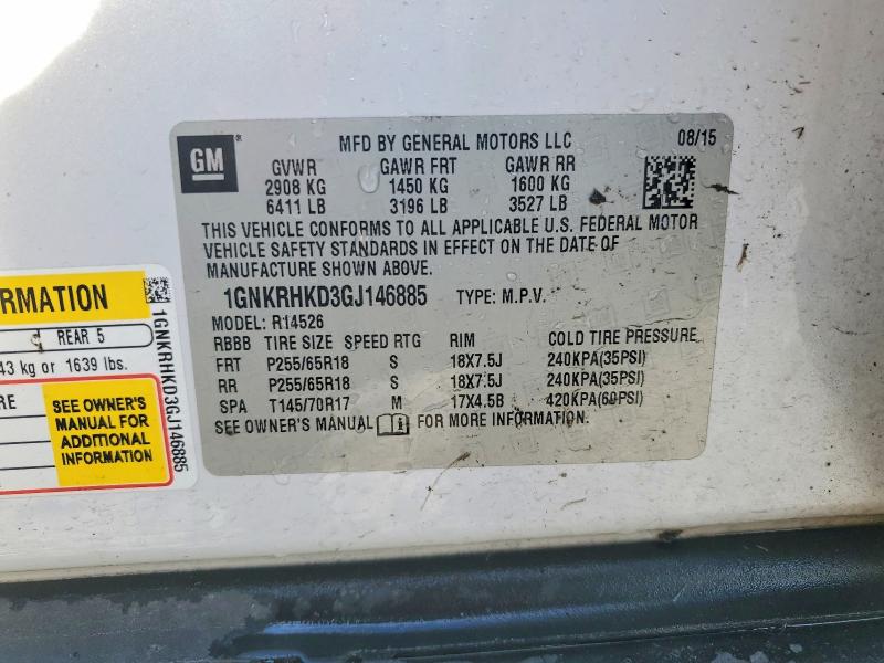 Продажа на аукционе авто 2016 Chevrolet Traverse, vin: 1GNKRHKD3GJ146885, номер лота: 46367456