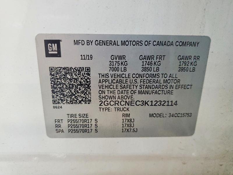 Aukcja sprzedaży 2019 Chevrolet Silverado, vin: 2GCRCNEC3K1232114, numer aukcji: 46538726
