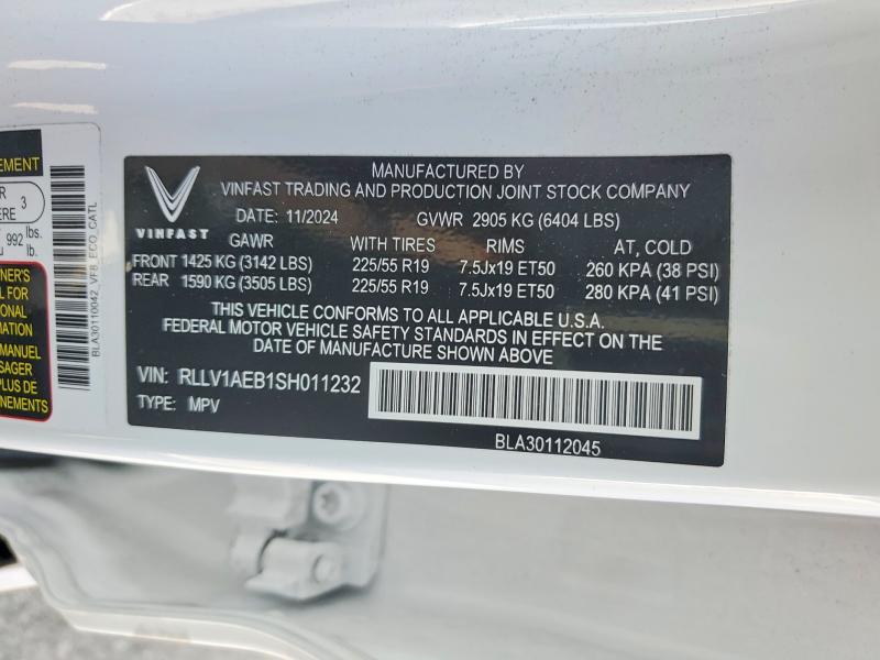 Aukcja sprzedaży 2025 Vinfast Trading And Production Vf 8, vin: RLLV1AEB1SH011232, numer aukcji: 45939106