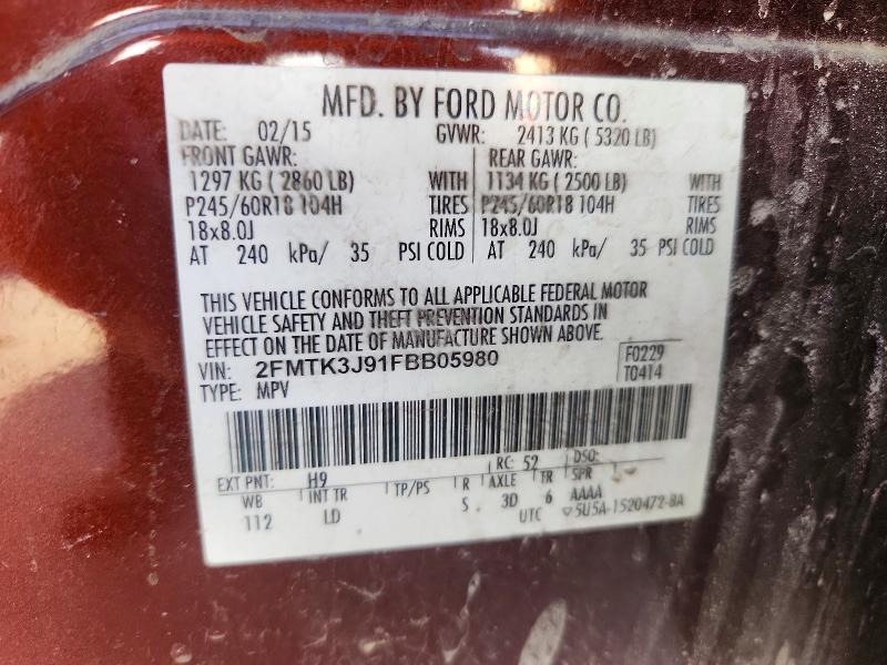 Продаж на аукціоні авто 2015 Ford Edge, vin: 2FMTK3J91FBB05980, номер лоту: 46228446
