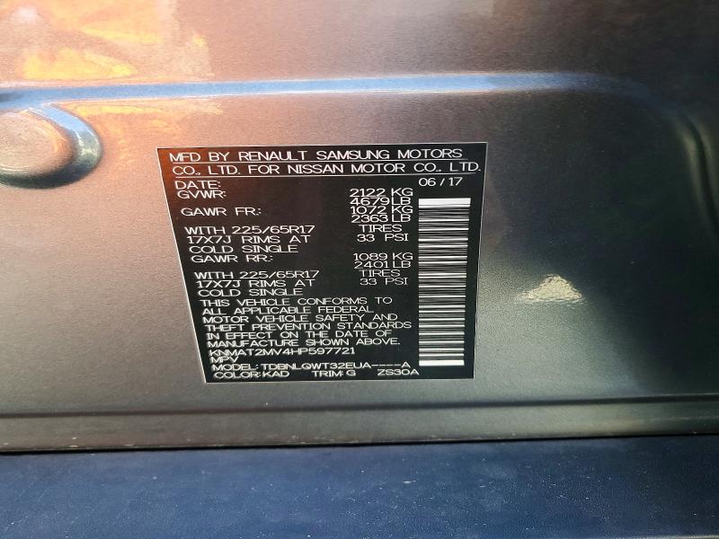 Продаж на аукціоні авто 2017 Nissan Rogue, vin: KNMAT2MV4HP597721, номер лоту: 46330656