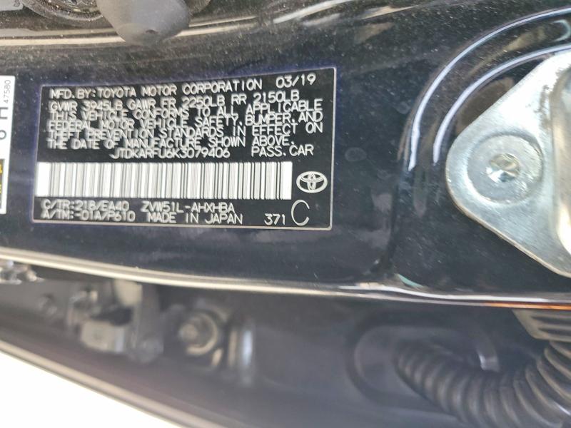 2019 Toyota Prius მანქანა იყიდება აუქციონზე, vin: JTDKARFU6K3079406, აუქციონის ნომერი: 48116366
