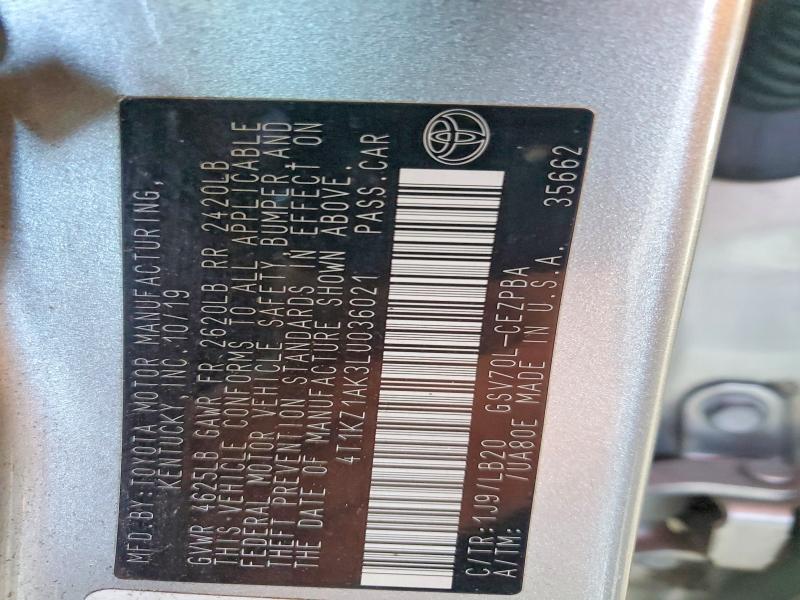2020 Toyota Camry მანქანა იყიდება აუქციონზე, vin: 4T1KZ1AK3LU036021, აუქციონის ნომერი: 79474695