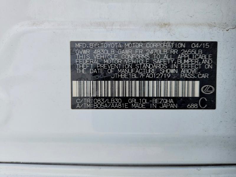Продаж на аукціоні авто 2015 Lexus Gs 350, vin: JTHBE1BL7FA012719, номер лоту: 47898716