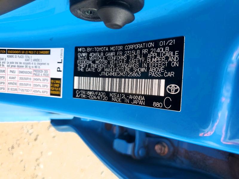 47119176 :رقم المزاد ، JTND4MBE2M3125863 vin ، 2021 Toyota Corolla مزاد بيع
