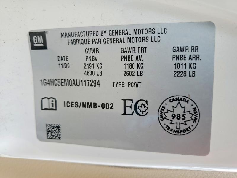 2010 Buick Lucerne მანქანა იყიდება აუქციონზე, vin: 1G4HC5EM0AU117294, აუქციონის ნომერი: 47334606