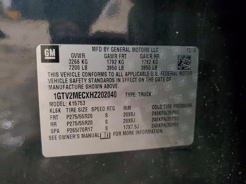 79983475 :رقم المزاد ، 1GTV2MECXHZ202040 vin ، 2017 Gmc Sierra مزاد بيع