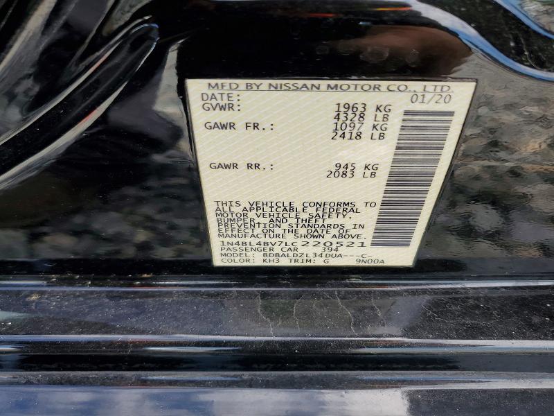 Aukcja sprzedaży 2020 Nissan Altima, vin: 1N4BL4BV7LC220521, numer aukcji: 46724436