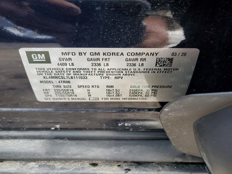 46164156 :رقم المزاد ، KL4MMCSL7LB111033 vin ، 2020 Buick Encore Gx مزاد بيع