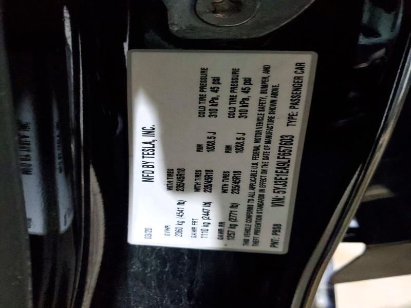 46538016 :رقم المزاد ، 5YJ3E1EA9LF657603 vin ، 2020 Tesla Model 3 مزاد بيع