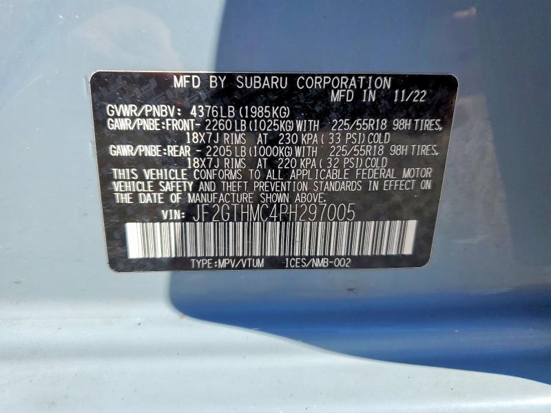 Продаж на аукціоні авто 2023 Subaru Crosstrek, vin: JF2GTHMC4PH297005, номер лоту: 79412075