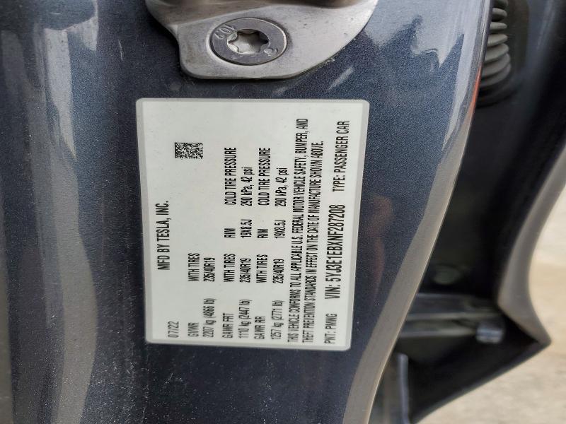 Продажа на аукционе авто 2022 Tesla Model 3, vin: 5YJ3E1EBXNF287208, номер лота: 46726806