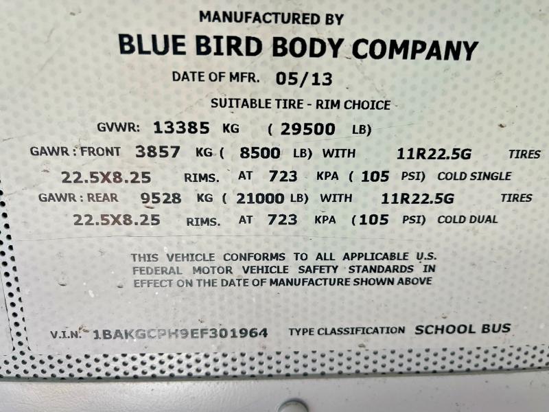 Продажа на аукционе авто 2014 Blue Bird School Bus / Transit Bus, vin: 1BAKGCPH9EF301964, номер лота: 47682236