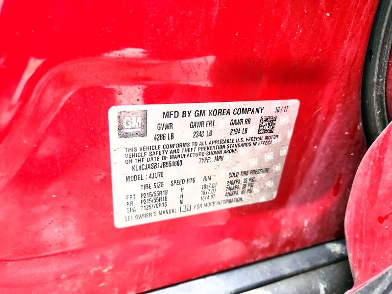 2018 Buick Encore მანქანა იყიდება აუქციონზე, vin: KL4CJASB1JB554680, აუქციონის ნომერი: 79834025