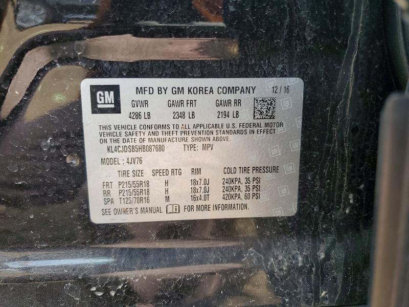Aukcja sprzedaży 2017 Buick Encore, vin: KL4CJDSB5HB087680, numer aukcji: 46770136