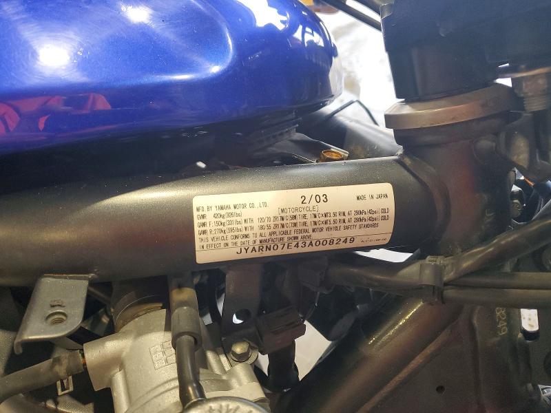 Продажа на аукционе авто 2003 Yamaha Fzs10, vin: JYARN07E43A008249, номер лота: 41591186
