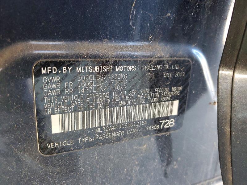 Aukcja sprzedaży 2014 Mitsubishi Mirage, vin: ML32A4HJ0EH012154, numer aukcji: 45886576