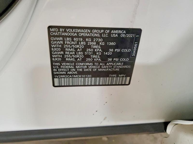 2021 Volkswagen Atlas მანქანა იყიდება აუქციონზე, vin: 1V2RR2CA1MC610120, აუქციონის ნომერი: 46914436