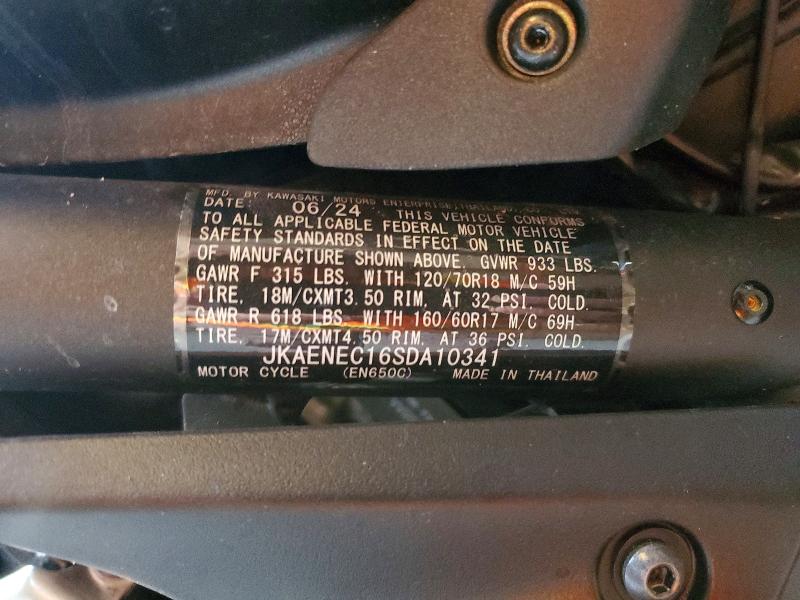 41883946 :رقم المزاد ، JKAENEC16SDA10341 vin ، 2025 Kawasaki En650 مزاد بيع