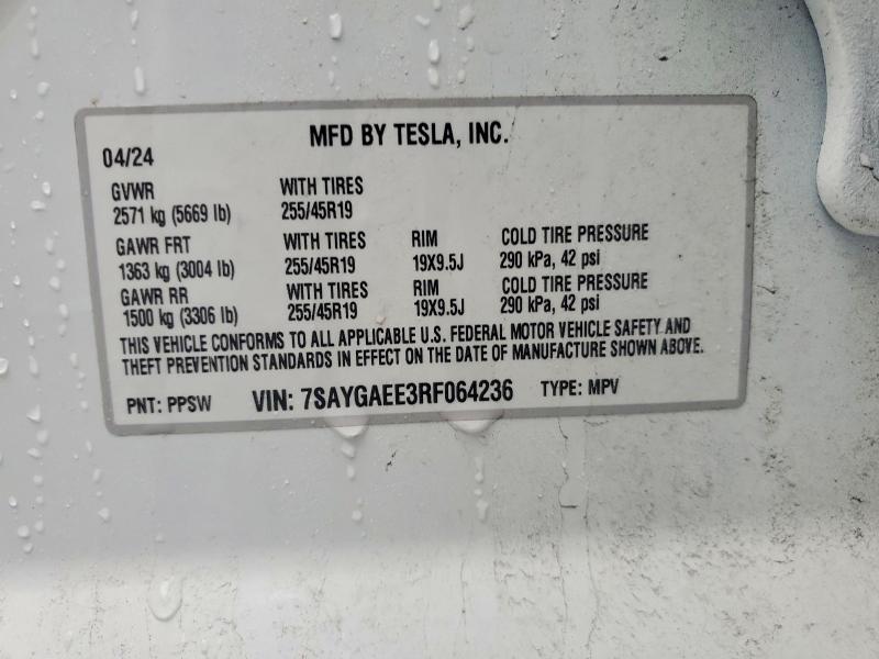 Aukcja sprzedaży 2024 Tesla Model Y, vin: 7SAYGAEE3RF064236, numer aukcji: 78829075