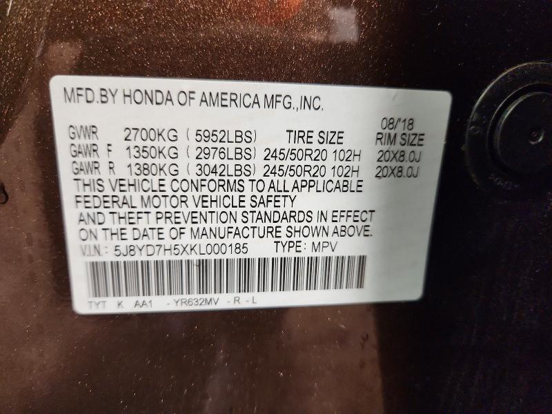 Aukcja sprzedaży 2019 Acura Mdx, vin: 5J8YD7H5XKL000185, numer aukcji: 46173016