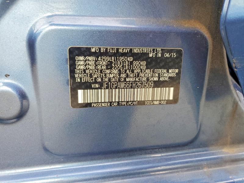 Aukcja sprzedaży 2015 Subaru Impreza, vin: JF1GPAW66FH267509, numer aukcji: 47359436