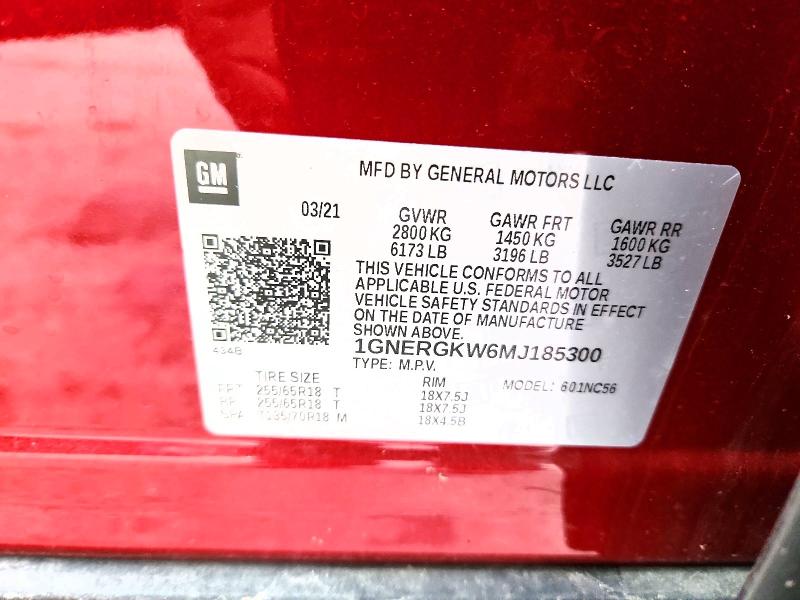 2021 Chevrolet Traverse მანქანა იყიდება აუქციონზე, vin: 1GNERGKW6MJ185300, აუქციონის ნომერი: 45965906