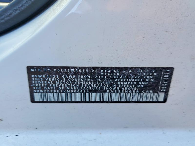 Aukcja sprzedaży 2019 Volkswagen Jetta, vin: 3VWE57BU7KM006424, numer aukcji: 45964236