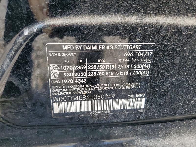 46713036 :رقم المزاد ، WDCTG4EB6JJ380249 vin ، 2018 Mercedes-benz Gla مزاد بيع