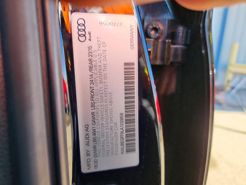 46239096 :رقم المزاد ، WAUBEGFF9LA102858 vin ، 2020 Audi A3 مزاد بيع