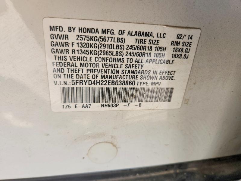 Продаж на аукціоні авто 2014 Acura Mdx, vin: 5FRYD4H22EB038860, номер лоту: 45885546