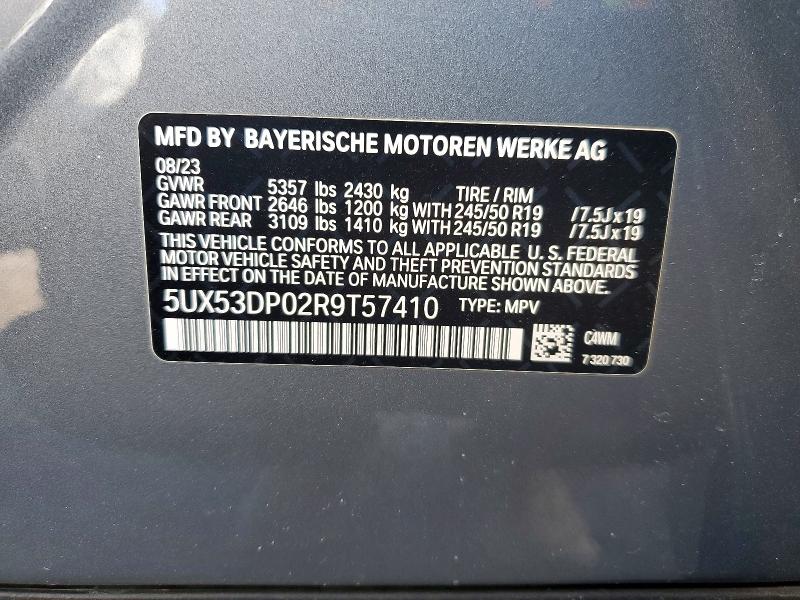 2024 Bmw X3 მანქანა იყიდება აუქციონზე, vin: 5UX53DP02R9T57410, აუქციონის ნომერი: 47017096