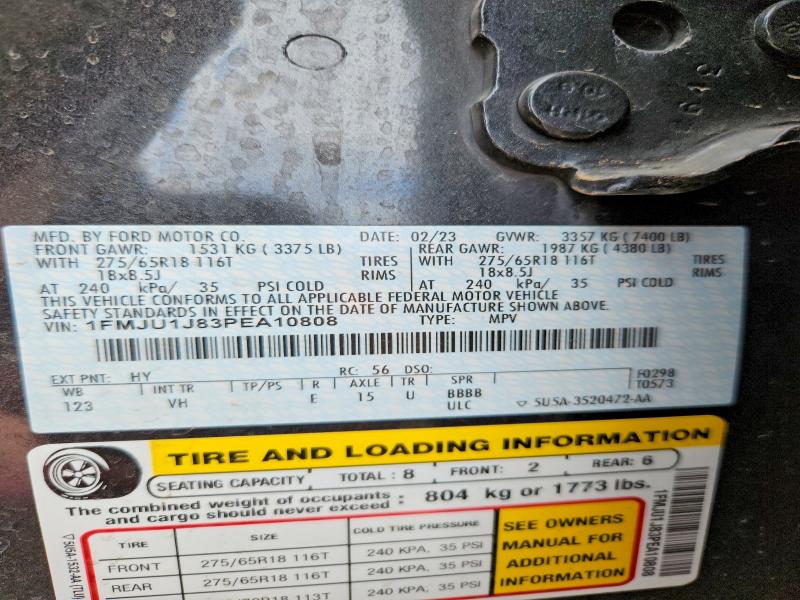 2023 Ford Expedition მანქანა იყიდება აუქციონზე, vin: 1FMJU1J83PEA10808, აუქციონის ნომერი: 48119856