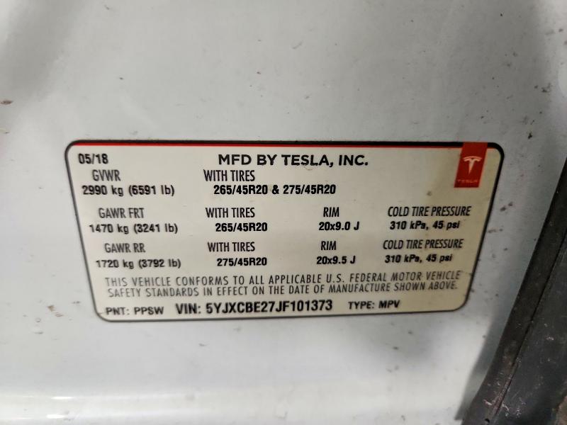Продаж на аукціоні авто 2018 Tesla Model X, vin: 5YJXCBE27JF101373, номер лоту: 79399875