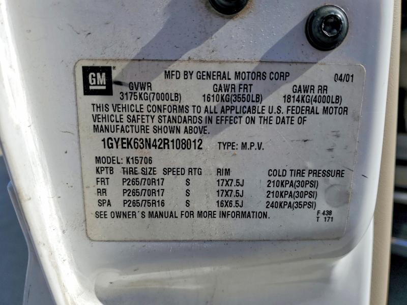 Продажа на аукционе авто 2002 Cadillac Escalade, vin: 1GYEK63N42R108012, номер лота: 46278466
